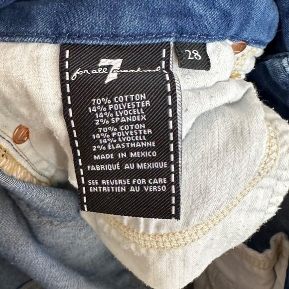 7 for All Mankind High Waist Ankle Skinny Jeans Size 28 Released Hem Side Splits - Picture 8 of 10